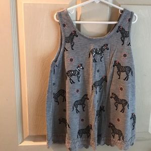 Grey zebra tank top